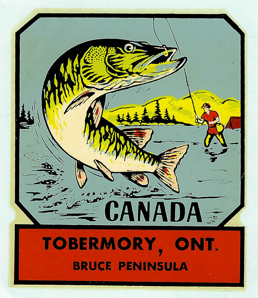 (image for) 3 Canadian Tobermory Ontario Vintage Vacation Stickers